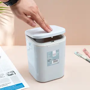 Desktop mini student paper basket storage, cute lidded trash can, office and home press-type trash can, simple Nordic style, home storage, desktop wastebasket