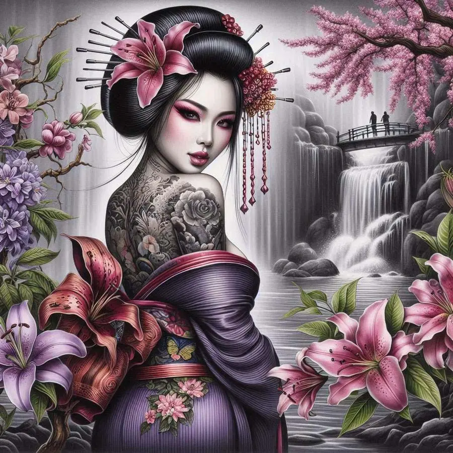 1pcs 5D DIY Diamond Painting Set, 5D Diamond Art Set, DIY Decoration, Kimono Woman Diamond Painting Full Round Drill DIY, Mosaic, Diamond Art, DIY Art Home Decoration, Handcraft, suitable for Halloween and Christmas.