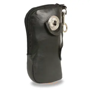 Milwaukee Leather Eyeglass Case w/ Belt Clip - Zipper Sunglasses Holder, Concho, Embroidered & Fringe Styles