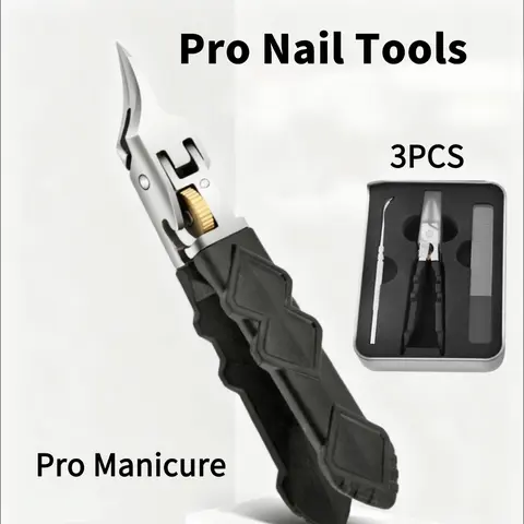 Zivoy Black Anti-Slip Grip Gear Lock Nail Clipper Set with Ultra-Sharp Tips for Precise Access to Nail Grooves Professional-Grade Manicure Tool for Men Seniors Curved Sharp Blades Non-Slip Ergonomic Handle Durable Safe Construction