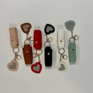 Lip Gloss Keychain Holder - Assorted Colors with Heart-Shaped Design and Clip Attachment