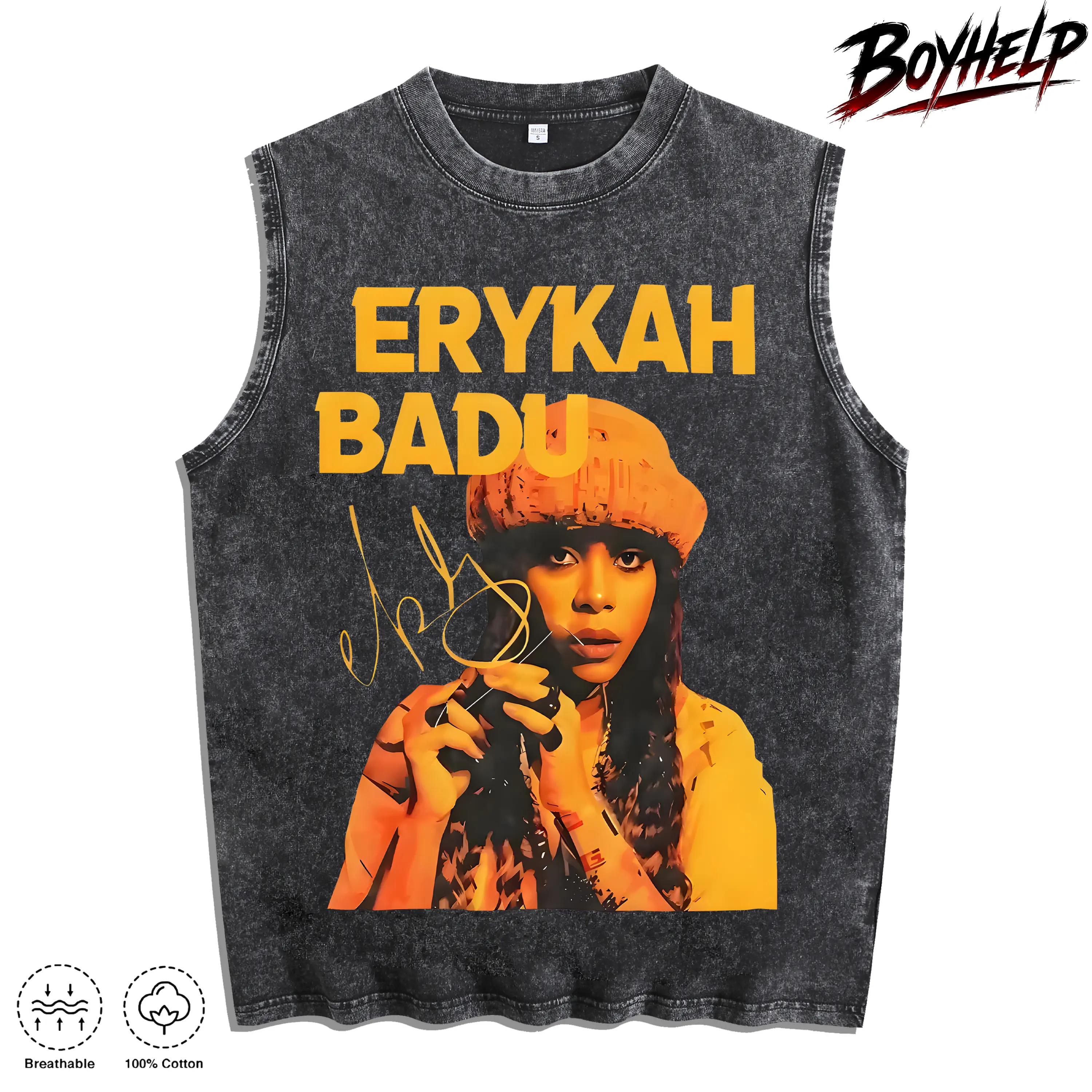 Cool Girl Print Men's Printed Vintage Washed Vest, Loose Fit, Casual Street Style,Men's Casual Crew Neck Sleeveless Washed Vest, Perfect For Summer Vacations. Features A Stylish Print And Y2K Street Style. An Excellent Gift For Boyfriends campingessential