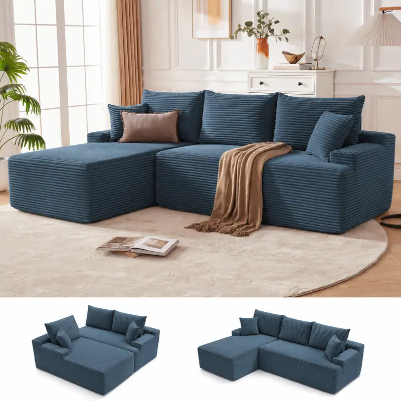 navy-91.4" L-Shape