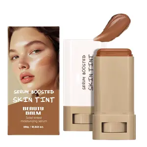 Beauty Balm Serum Boosted Skin Tint, Solid Tinted Moisturizing Serum Foundation Stick, Buildable Medium-to-Full Coverage Contour Stick for Face Makeup