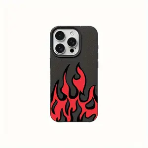 A business-style, shockproof phone case for iPhone 17 16 15 14 13 12 11 PRO MAX PLUS,AIR X XS MAX, featuring a stylish flame pattern and made of TPU material. This drop-proof and dustproof phone case makes a perfect holiday gift for friends and family.