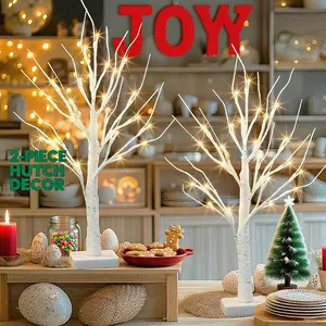 HOODINK 2PCS 2FT 24 LED Birch Tree Lights with Twinkle Lights for Indoor Outdoor Decor, Home Ambience, Party, Wedding, Bedroom, Living Room, Patio, Year-Round Use summergarden