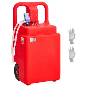 VEVOR Fuel Caddy, 32 Gallon, Portable Fuel Tank with 12V DC 2.5 GPM Electric Fuel Transfer Pump, 4 ft Delivery Hose & Auto-Stop Sensor Nozzle, Tank Adapters, Suitable for Diesel & Gasoline, Red