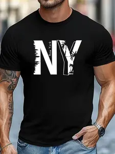 Men's NY Graphic T-Shirt - Black Tee with White NY