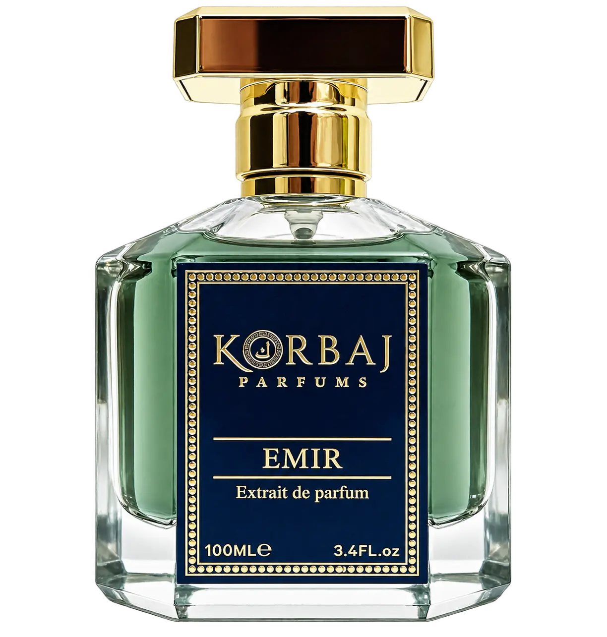 KORBAJ PARFUMS Emir Extrait de Parfum, Oriental Unisex Fragrance with Fresh Sicilian Orange, Amber & White Musk Notes, Long-Lasting Signature Scent, 100ml, Vanilla, Liquid, Luxurious, Silicone Free, Phthalate Free, Formaldehyde Free