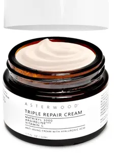 Asterwood Matrixyl 3000, Argireline Peptide, Vitamin C Cream - Triple Repair - with Hyaluronic Acid - Anti-Aging, Wrinkle Reducing, Hydrating - Fragrance-Free - 1.7 Fl Oz