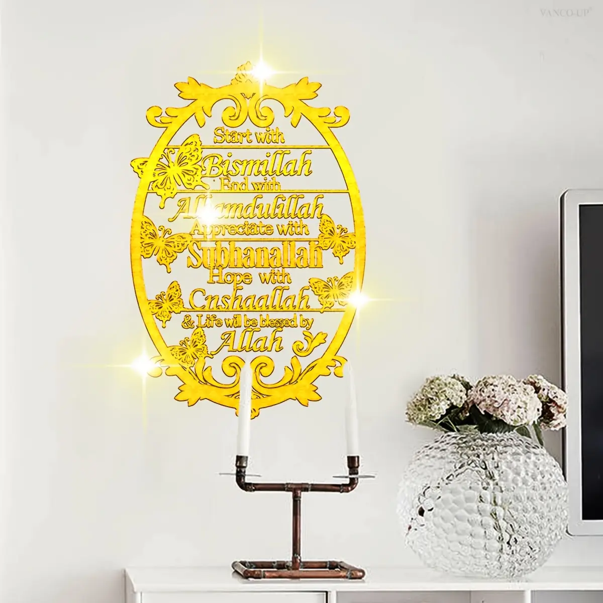 A new-style gold stamping hand-painted Middle Eastern Ramadan decorative wall sticker (30*45cm) for living room and bedroom decoration background art wall sticker (TJ11044-ZY)
