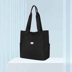 Casual Lightweight  Tote Bag with Zipper & Water Bottle Pocket Large Capacity Shoulder Bag Foldable Durable Tote Bag for Everyday Use