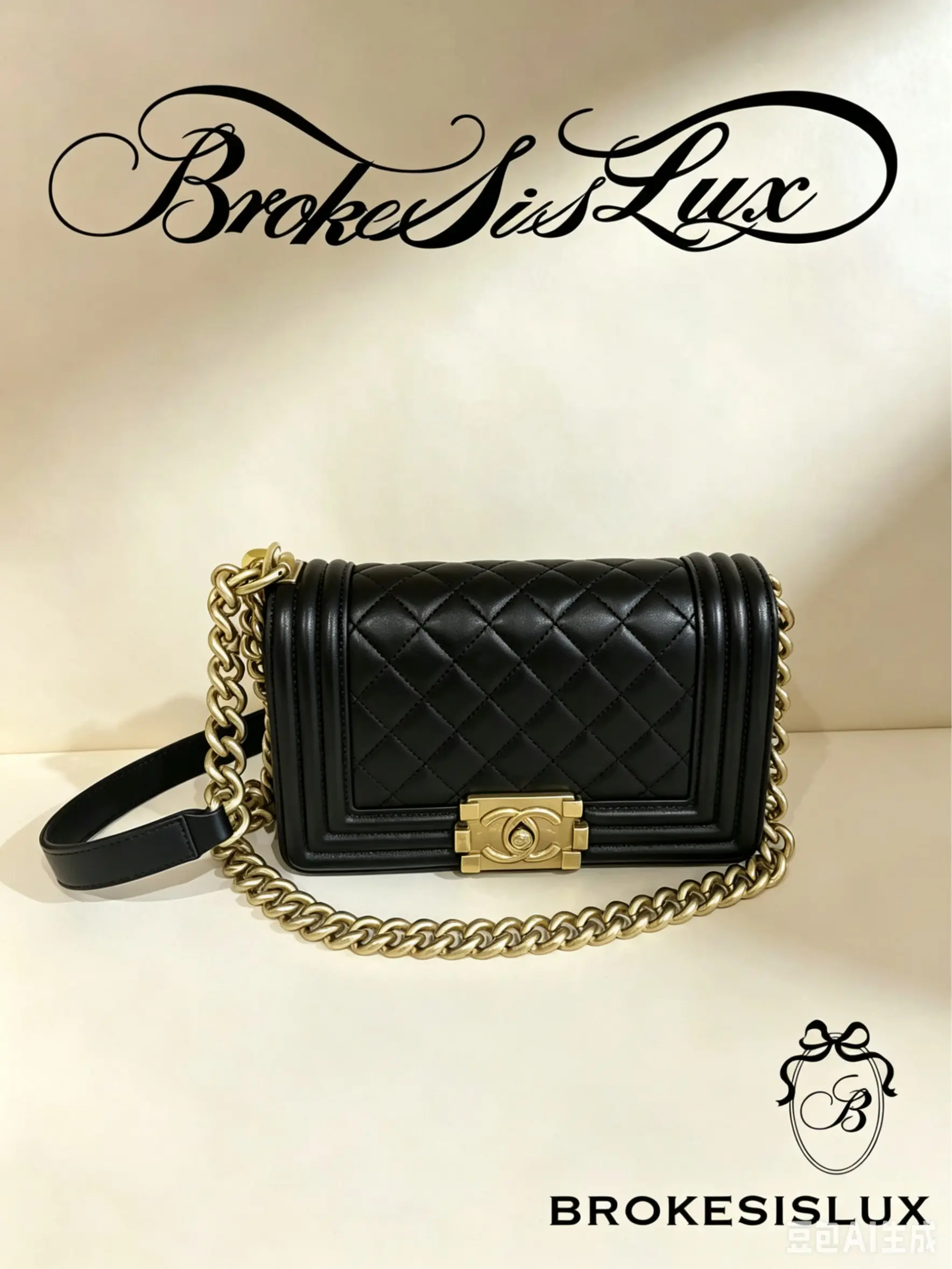 Pre-owned CHANEL Boy Medium Black Leather Bag | Gold Hardware, Quilted Crossbody for Everyday & Evening