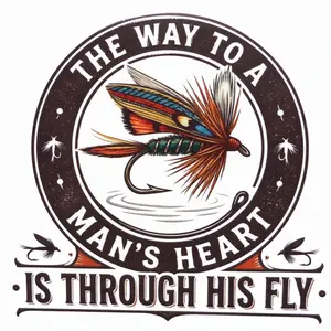 The way to a mans heart Sticker 3 in x 3 in fly fishing