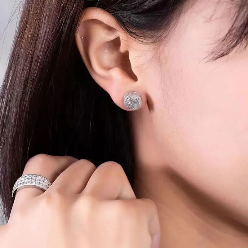 {Comfortable Earrings} Retro style round men's and women's earrings - fashionable and versatile, giving as holiday gifts to family and friends Sparkling Zirconia