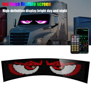 69 in/52 in Devil's Eye Light Large LED Programmable Flexible Screen Dynamic Devil's Eye Logo Panel DIY Text Animation Dynamic Devil's Eye, Suitable for Car, Truck, and Store Logo Lighting Display