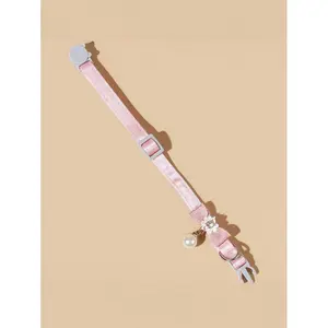 Cat Collar Detached, Cat Collar With Pearl Pendant Quick Release Clasp Pink Bow Adjustable Baby Kitten Collar Polyester White Bead Cat Buckle Adjustable With Flower Decoration Cat Collar Pet Necklace Dog Collar Is Suitable For Fashion Pet Cats And Dogs