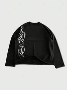 Premium Heavyweight White Long Sleeve T-Shirt with Side Script Calligraphy, Minimalist Clean Fitted Boxy Tee for Oversized Streetwear Layering & Daily Aesthetic OOTD