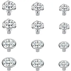 14G 4-20Pcs Surgical Steel Dermal Piercing Jewelry Cubic Zircon Micro Dermal Anchor Tops Titanium Base Dermal Piercing