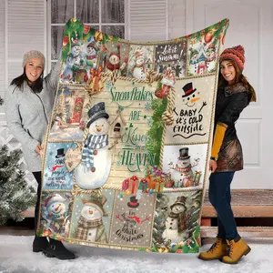 Cozy Snowman Christmas Blanket - Soft, Tear-Resistant Polyester with 3D Printed Design - Perfect for Bed, Sofa, Camping & Travel - Available in Multiple Sizes