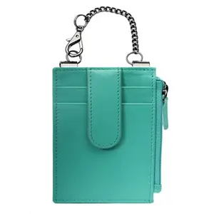 Sidekick Leather Boot Wallet Turquoise RFID Protected with Security Chain Genuine Leather Material