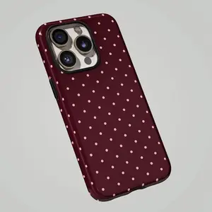 Burgundy Polka Dot Phone Case Chic 90s Retro Design, For iphone 17 pro case 16 max plus air 15 14 13 & For Samsung Galaxy S25 S24 Ultra Galaxy A15 A16 5G