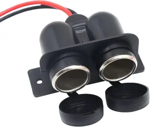 12 V Multifunctional Waterproof Car Modification Dual Cigarette Lighter Splitter Power Sockets Female Power Outlet Replacement for Portable Auto Electronic Devices