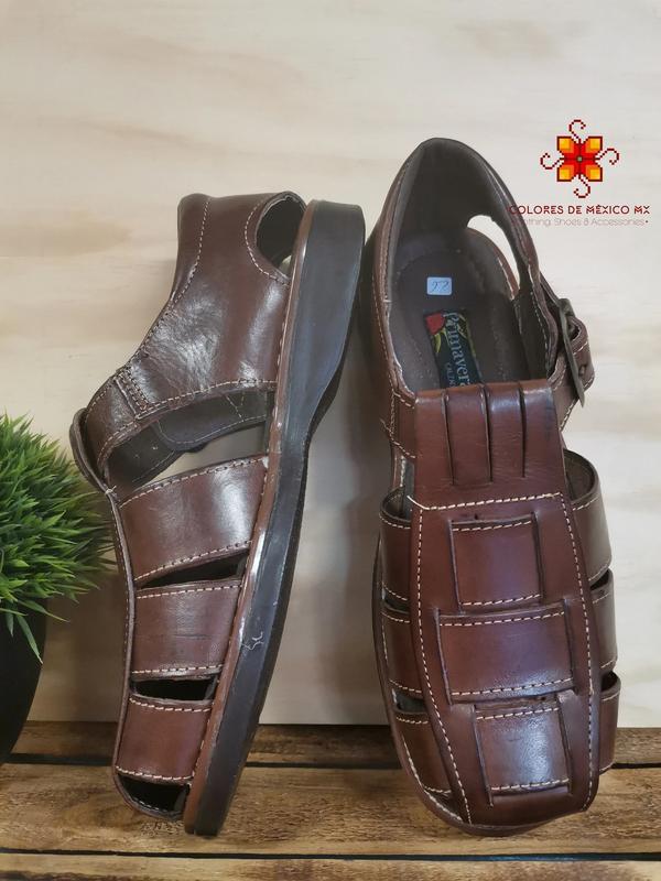 Mexican Leather Shoes men. Handmade sandals For Men. Formal Huarache for Party. Traditional Mexican Shoe. Comfortable sole, brown color