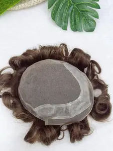 Men's Breathable Mono Toupee PU French Lace Hair Piece, High-End Short Wig for Thinning Hair and Baldness, Suitable for Salons