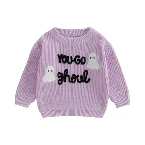 REDWOON Toddler Baby Girl Boy Knit Halloween Sweater Long Sleeve Ghost Sweasthirt Fall Winter Clothes Halloween Outfit