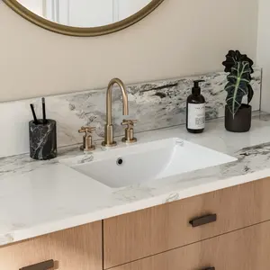 22 Inch Undermount Bathroom Sink, Rectangular White Ceramic Vanity Sink with Overflow, 22" x 16" Under Counter Lavatory Basin, Durable Vitreous China, Easy Installation & Modern Design