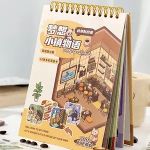 Dream Town Story Series Craft Sticker Book with 20 Sheets, Scrapbooking & Journal Making Material Paper, DIY Personalized Decorative Stickers for Stationery & Water Bottle