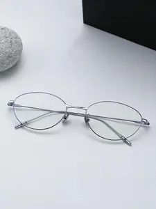 Fashion Titanium Alloy Oval Cat Eye Blue Light Glasses, Suitable for Class Commuting Daily Wear, Casual Style, All Seasons, Stylish Protective Glasses