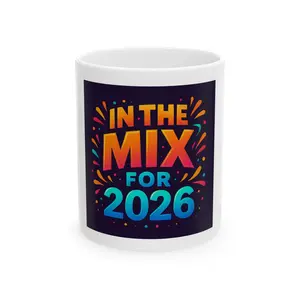 2026 Vibes Glossy Reusable Ceramic Cup - 11oz-15oz Washable Drinkware for Coffee, Tea, Daily Use - Ideal for Planners, Creatives, Futurists