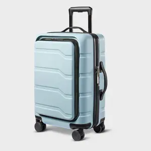 Hardside Carry On Spinner Suitcase with Front Pocket - Open Story Muddy Aqua