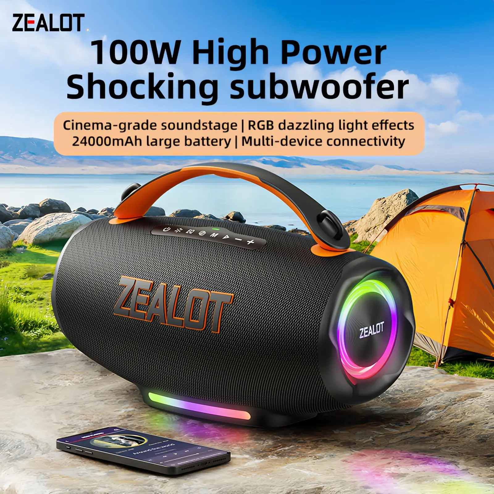 ZEALOT Party Bluetooth Speaker, 100W HIFI Stereo & Heavy Bass