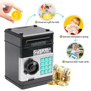 Piggy Bank for Boys Adults, Electronic ATM Coin Cash Bank with Password Code Lock and Auto Grab Bill Slot, Large Capacity Coin Bank Money Jar for Adults, Designed for All US Coins, Capacity 10000+