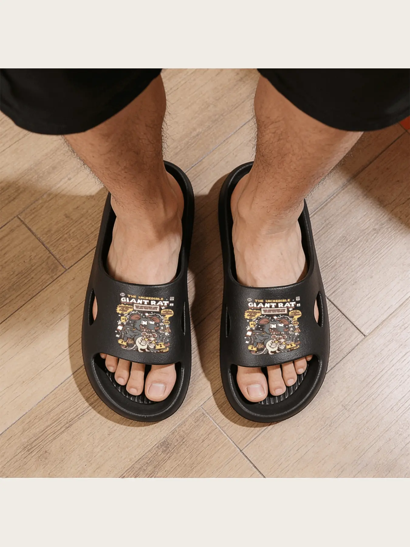 The Incredible Giant Rat Comic Style Slippers Funny Cartoon Animal Print Non Slip Indoor Home Casual Comfortable Footwear for Men Women
