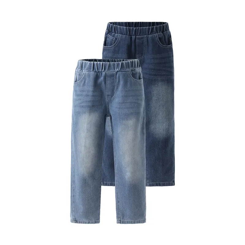 2-piece #SummerVibes boy spring and autumn fashion straight jeans 3-12-year-old children elastic waist Joker casual stretch jeans children classic jeans
