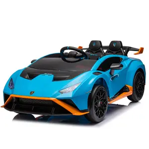46.06x27.12x16.93 Inch 24V Kids Ride On Drift Car Licensed Lamborghini Design Dual Rear Motor LED Lights Bluetooth Music Remote Control 2-Point Harness ASTM Certified for Ages 3-8