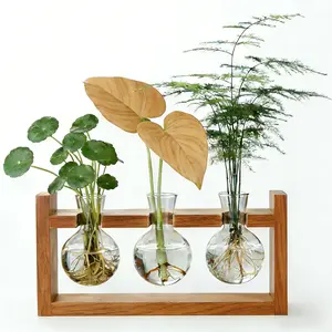 Plant Propagation Stations with Wooden Stand & 3 Glass Bulb Vases - Plant Terrarium for Indoor Plants, Home Office Desk Decor, Gardening Gifts for Women Mom, Birthday Gifts for Plants Lovers
