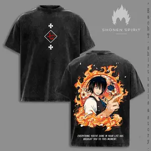 Shimon Benimaru Awakening Arc T-Shirt, Fire Force Latest Episode Inspired Design, Asakusa King of Destruction Power Form, Flame God Aura Graphic Tee, Vintage Washed Oversize Anime Streetwear