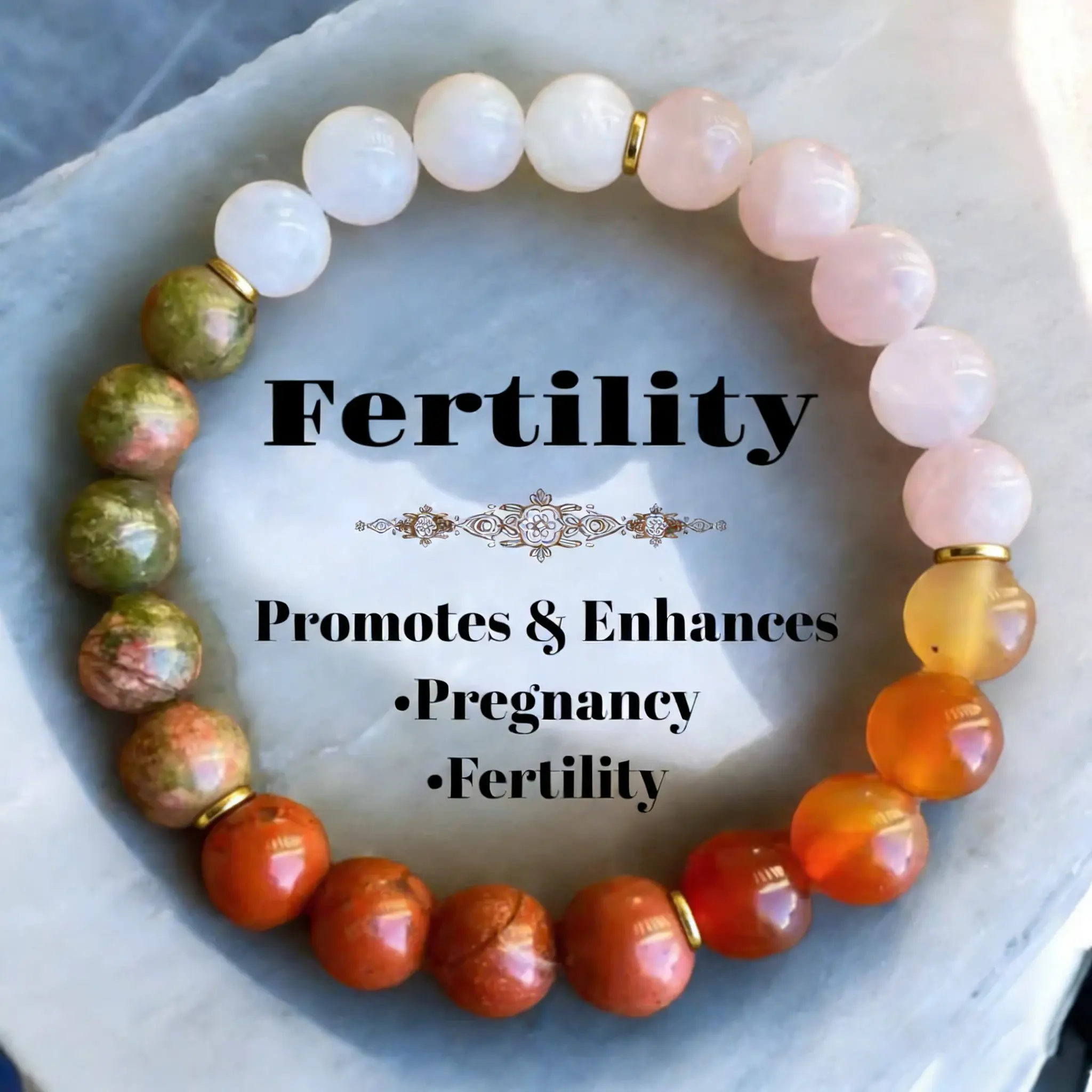 Fertility • Pregnancy Stretch (8mm) Natural Moonstone Gemstone Crystal Energy Bead Bracelet Crystal Healing Bracelet, Gift for expectant mother
