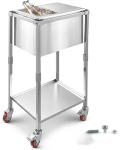 VEVOR Commercial Ice Bin, Underbar Ice Bin, Stainless Steel Ice Chest with Sliding Lid, Bottle Holders, Adjustable Bullet Feet, Cooler Cart Cocktail Unit for Bar Restaurant Pub