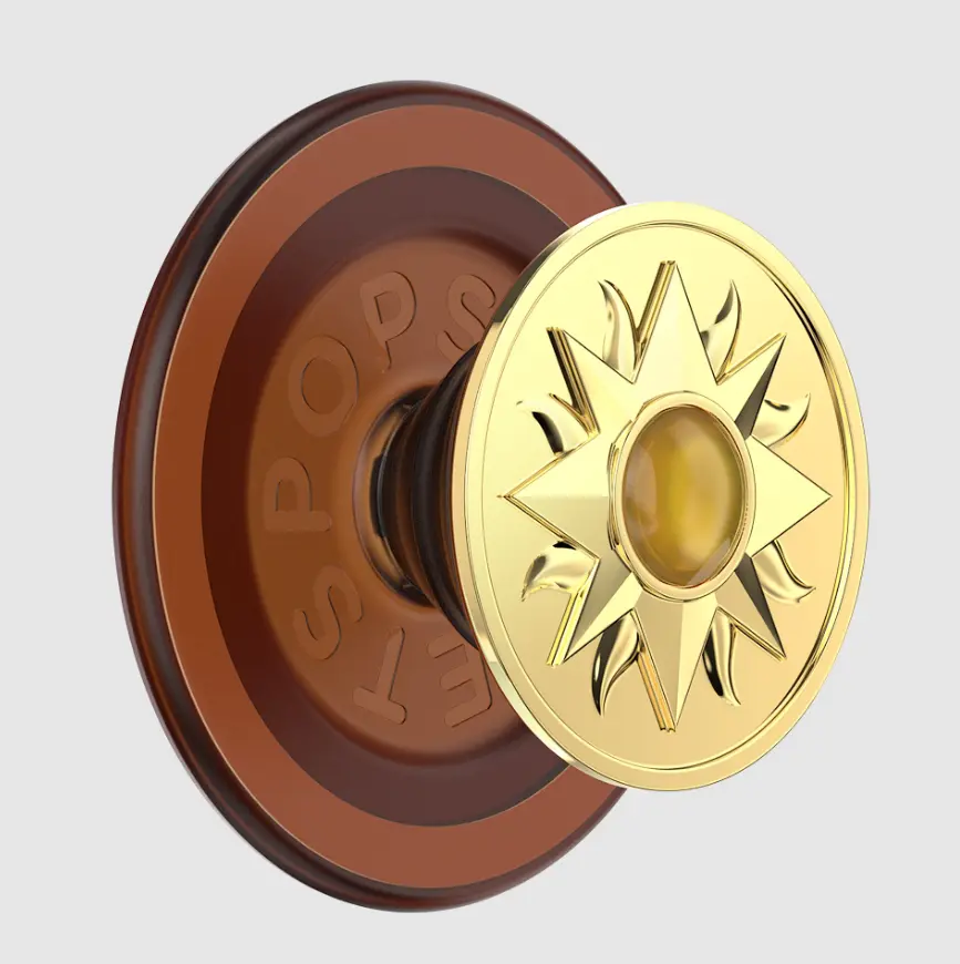 PopSockets MagSafe PopGrip - Magnetic Enamel Metal Sun Motif Amber Cellphone Holder, Smartphone Mount, Mobile Phone Accessory, Tech Accessory, Accessories, Tech Accessories