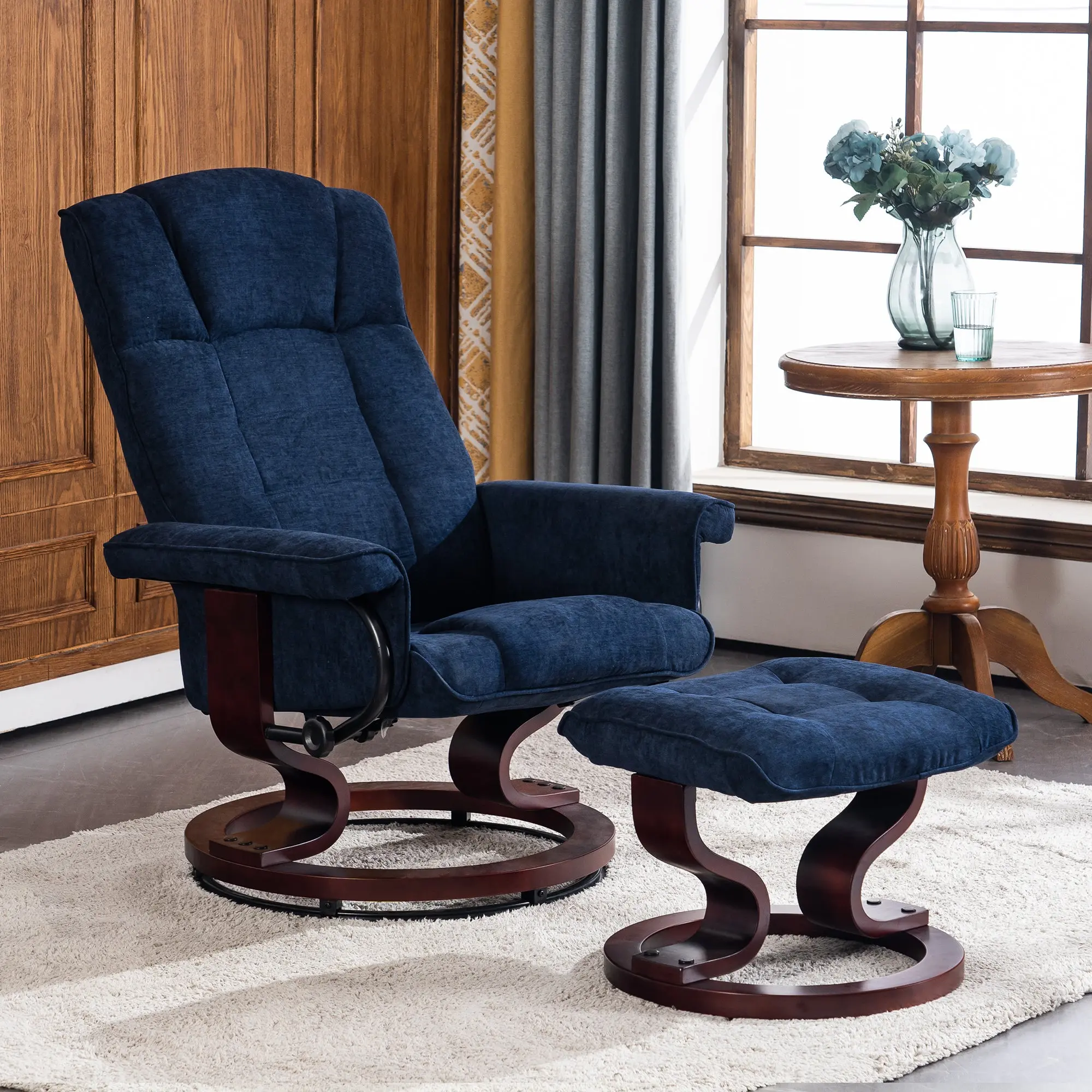 Swivel Recliner with Ottoman, Textile 4919