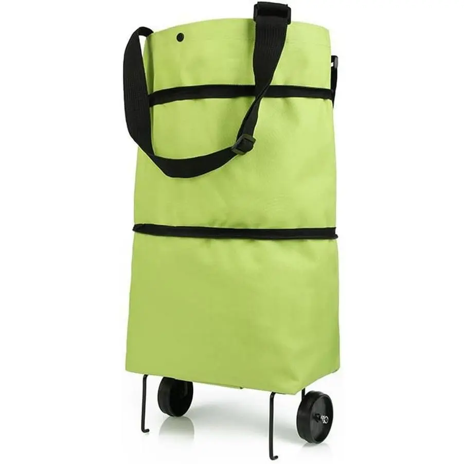 Foldable Shopping Cart with Wheels, Collapsible Grocery Trolley Bag, Waterproof Oxford Cloth Travel Cart for Shopping, Travel, Outdoor & Home Organization