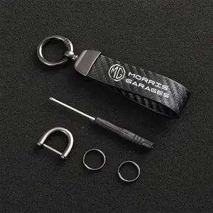 Carbon Fiber Leather Keychain Car Keychain Horseshoe Buckle Jewelry For Morris Garages Motors MG ZS GS MG5 6 mg3 Gundam 350 Parts TF HS