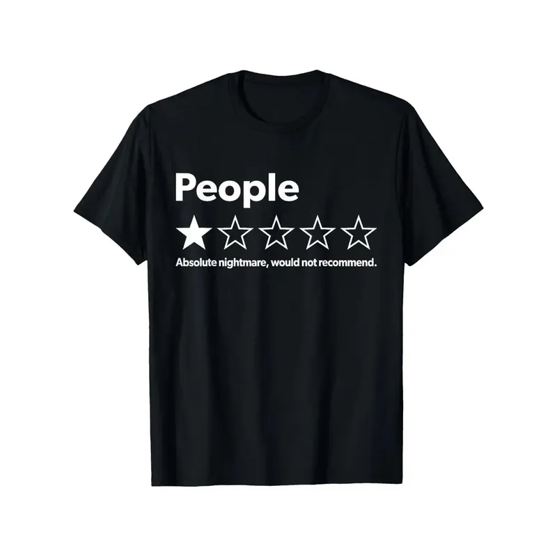 Unisex Adult Short-Sleeve Streetwear T-Shirt - Black, Funny 1-Star Review Graphic Top, Casual Outdoor Garment for Men & Women