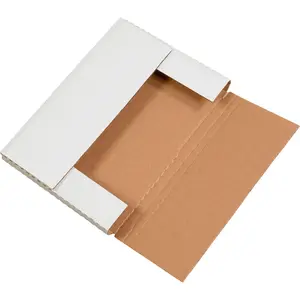 Global Industrial B40384 Corrugated Easy-Fold Mailers - 9.625 x 6.625 x 1.25 in., White - Pack of 50